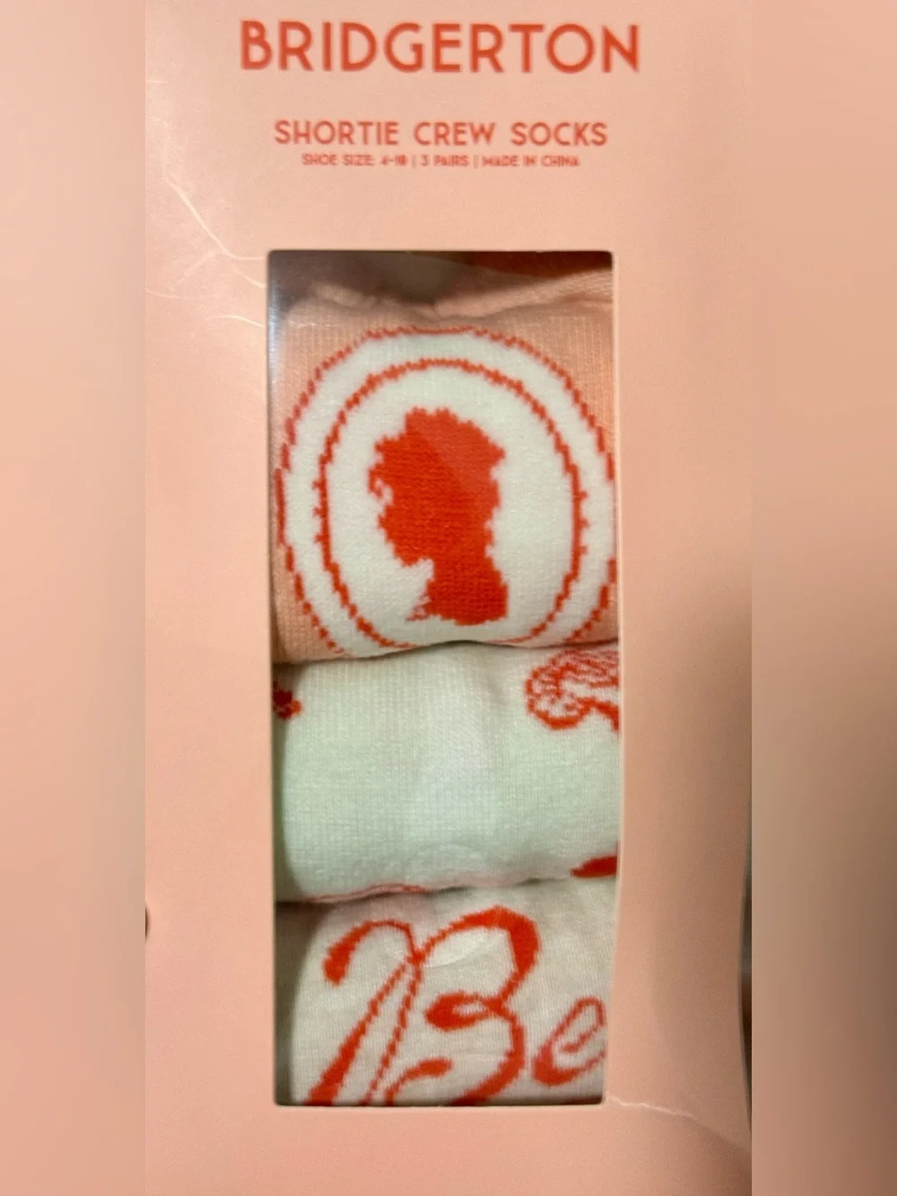 Bridgerton, 3 pack Shortie Crew Socks , NWT, Size 4-10
